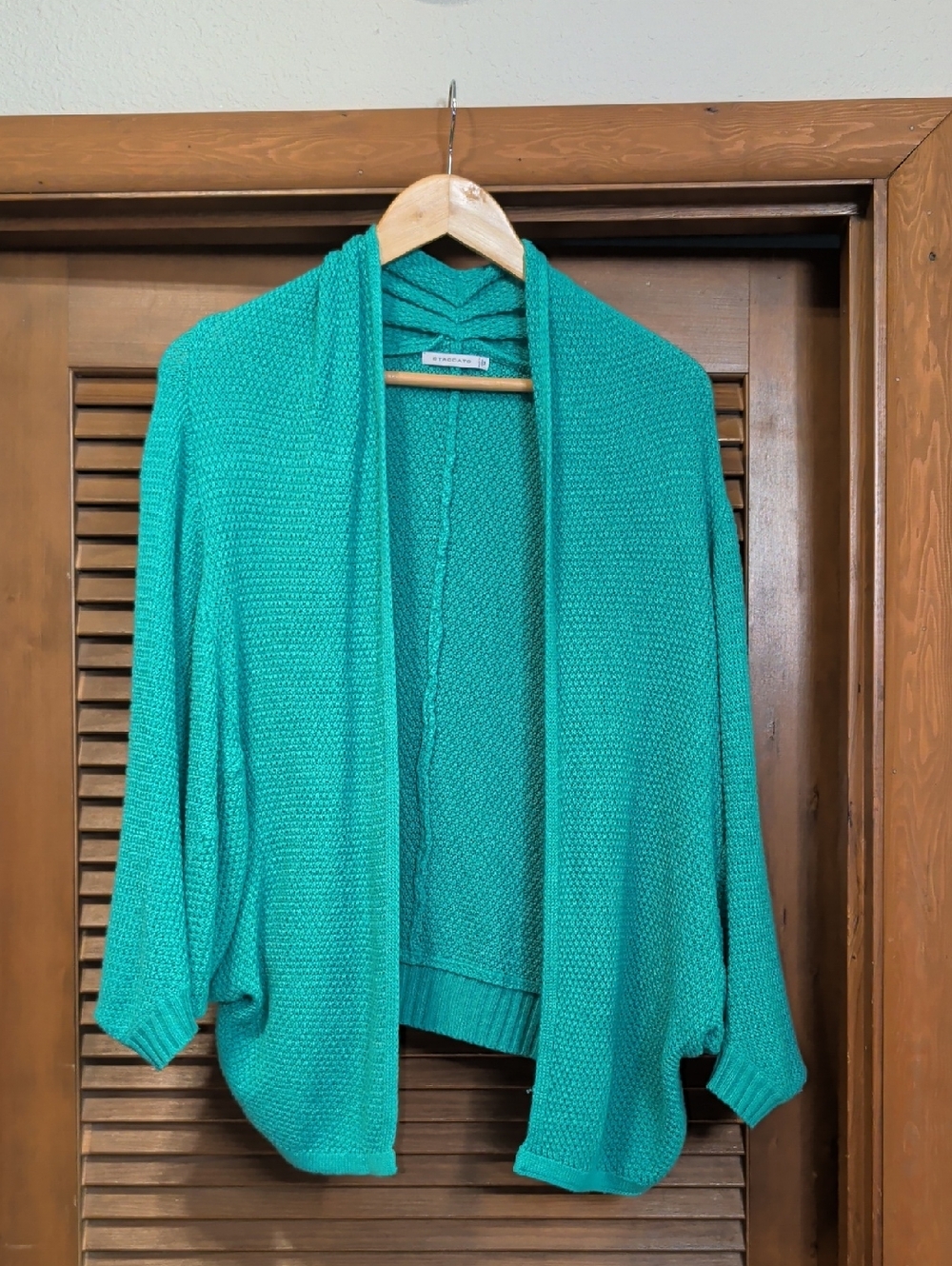 Staccato Bright Green Textured Open-Front Knit Cardigan